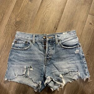 We The Free Light Blue Distressed Jean Shorts